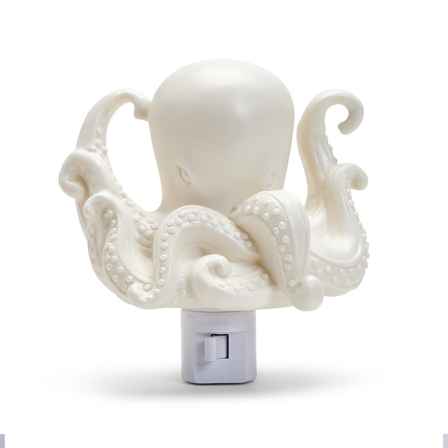 White Porcelain Night Light in shape of octopus  (off)