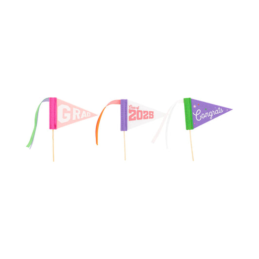 Set of Felt Pennants in bright pastel colors.  Congrats, Grad, Class of 2025