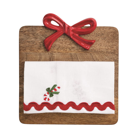 Red Bow Wood Square Board