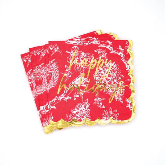 Red Toile Cocktail Napkin