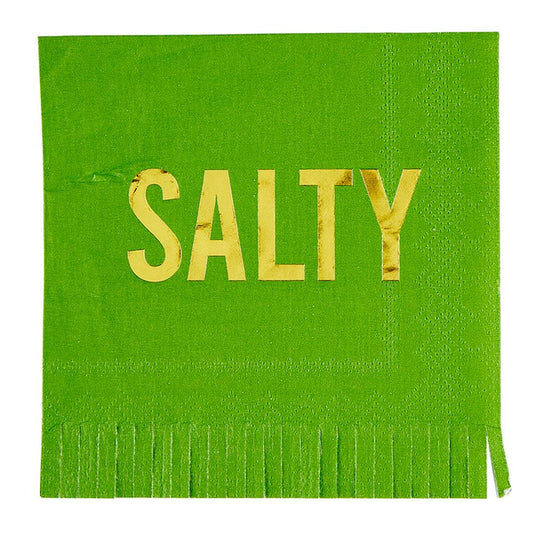 Green Cocktail Napkin with gold foil SALTY