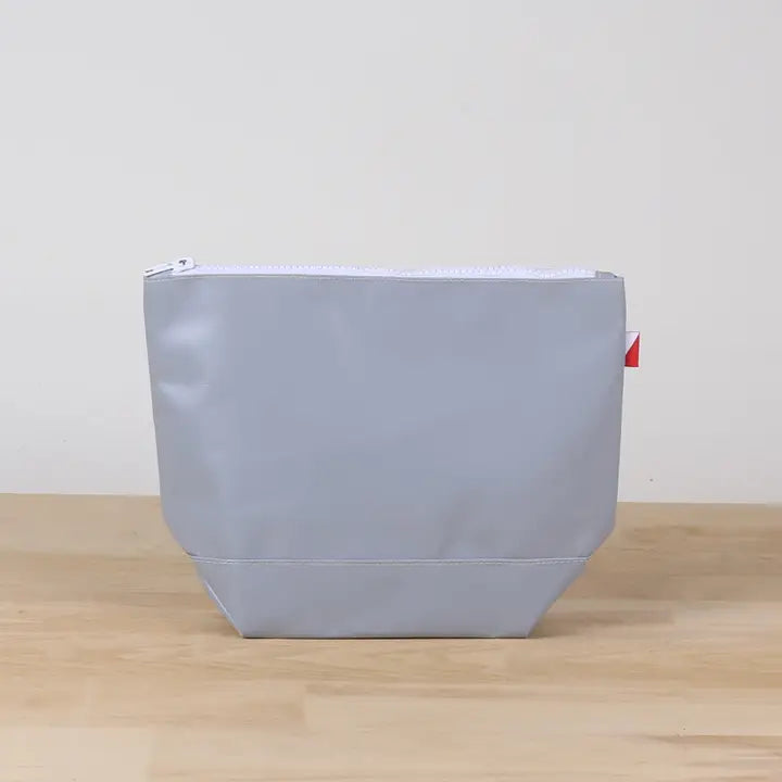 Water Resistant Gray Pouch with white zipper