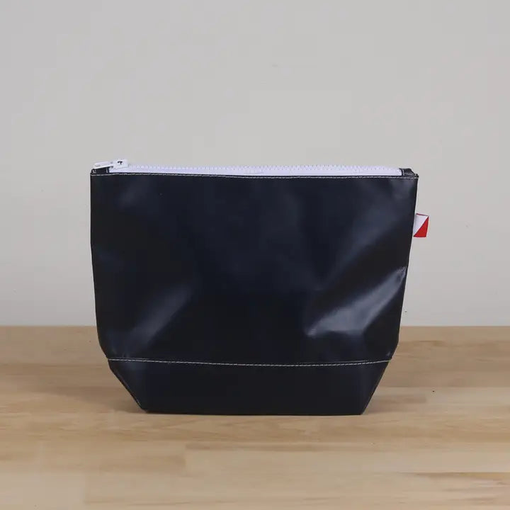 Water Resistant Navy Pouch with white zipper