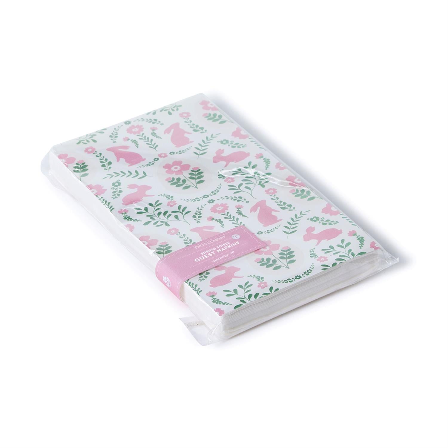 Guest Towels with pink bunny and flower pattern on a white background
