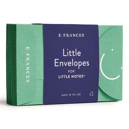 E. Frances 'Little Envelopes for Little Notes' in green with navy blue E. Frances band around them