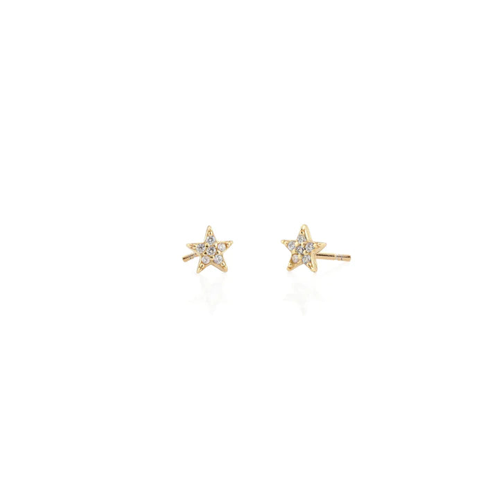 Star Gold Crystal Stud Earrings
