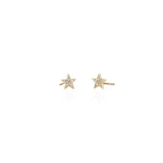 Star Gold Crystal Stud Earrings