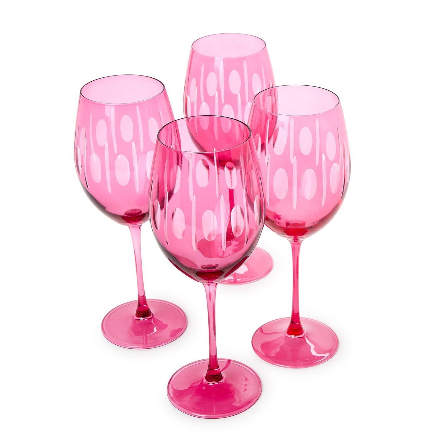 Sparkling Cut Pink Stem Wine Glass