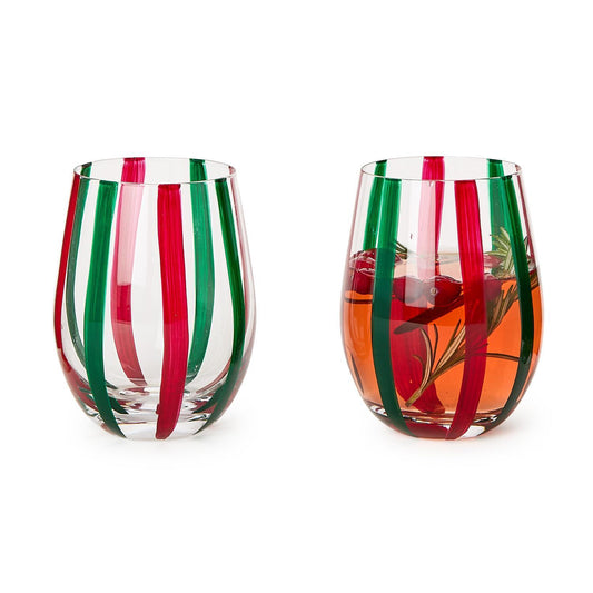 Holiday Striped Wine Glass
