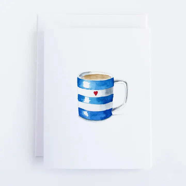 Striped Mug with Heart Note Card