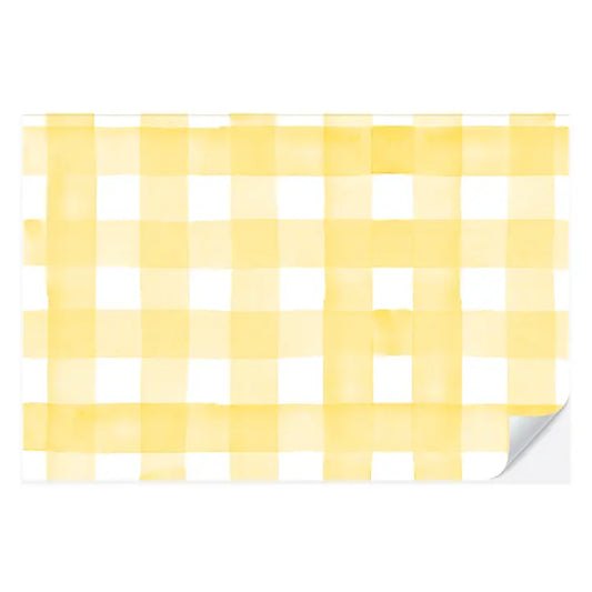 Table placement with yellow gingham design