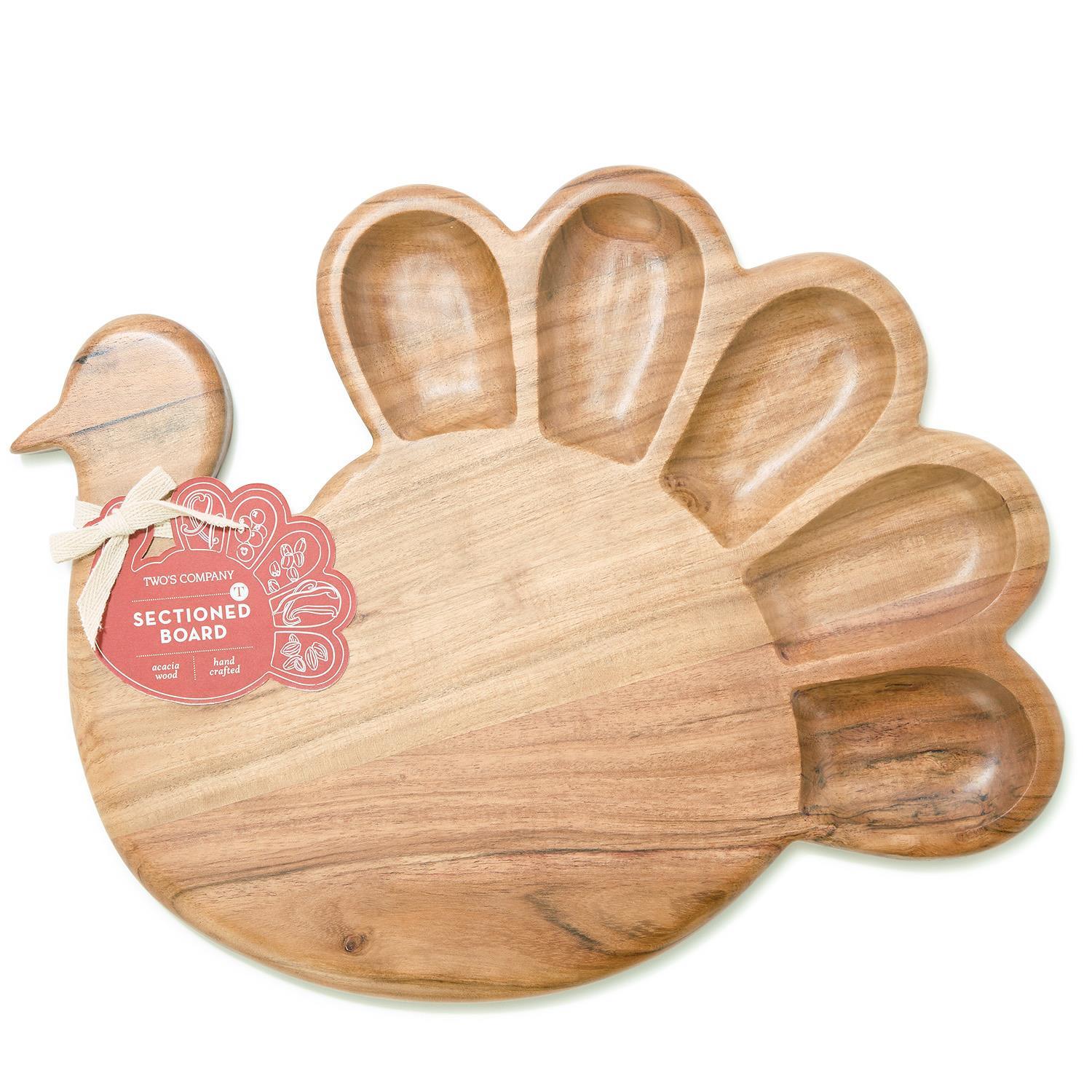 Wooden cutting board shaped like a turkey  on a white background