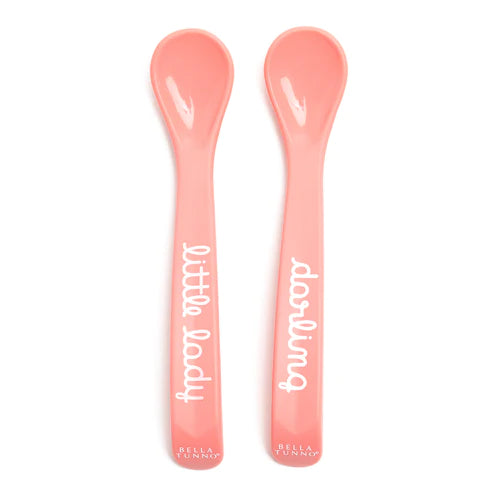 Pink Spoon Set one says little lady the other darling in script font