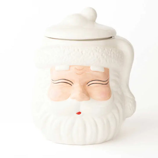 White and Gold Santa Cookie Jar
