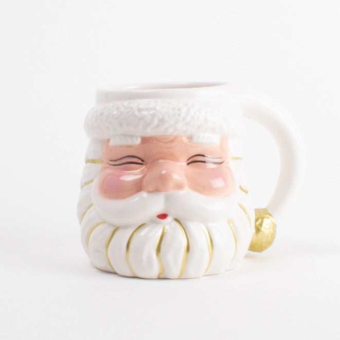 White & Gold Santa Mug