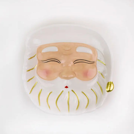 White & Gold Santa Dessert Plate