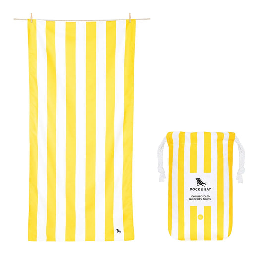 Bright Yellow and White Cabana Stripe Towel