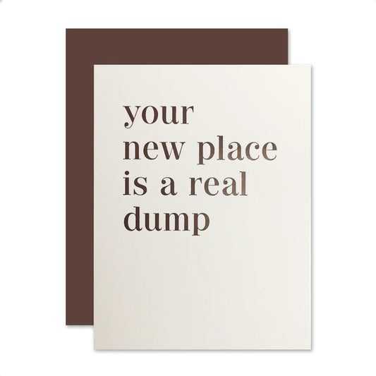 White card with drown words on the upper left corner