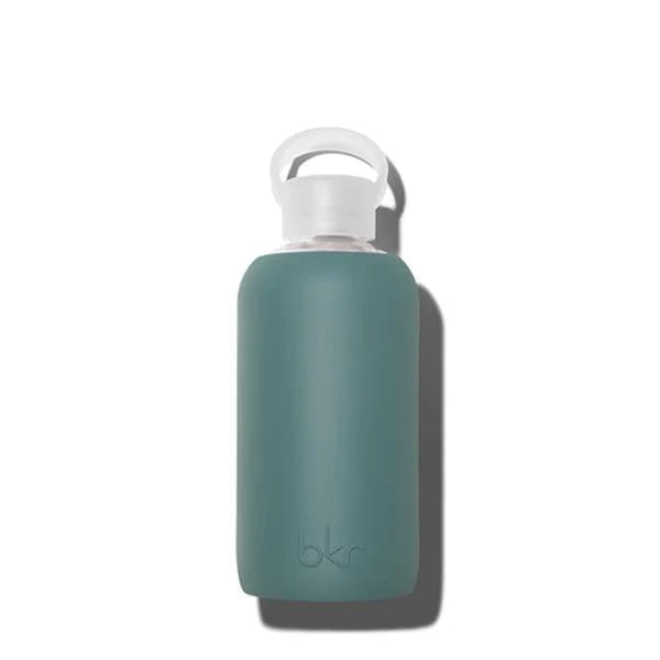glass waterbottle with rubber juniper cover