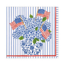 Flags and Hydrangeas Luncheon Napkin