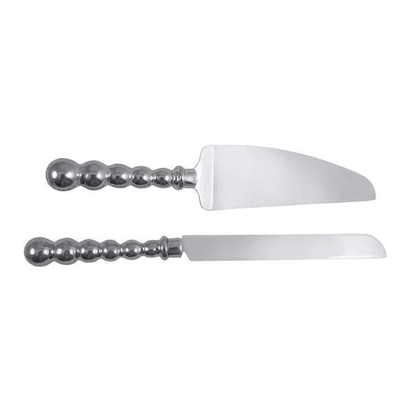 Cake Cutting set.  Silver String of Pearl Handle