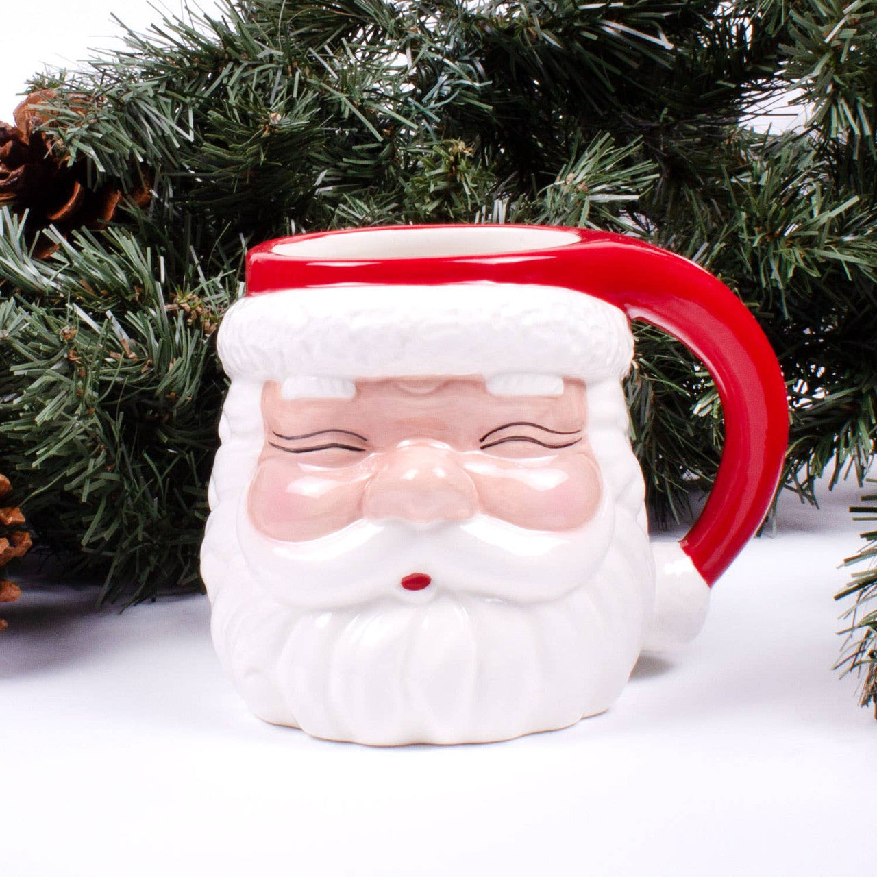Red santa face mug