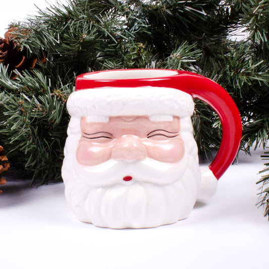 Red santa face mug