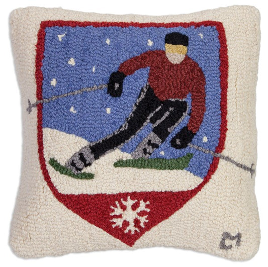 Skier Patch Pillow _ 18x18