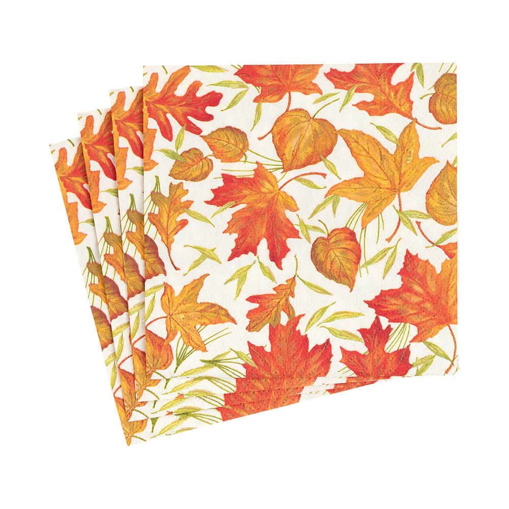 Woodland Leaves Ivory Cocktail Napkin