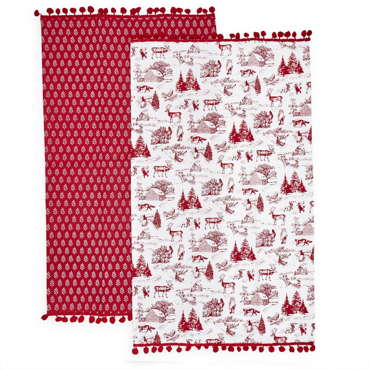 Winter Toile Dish Towel S/2