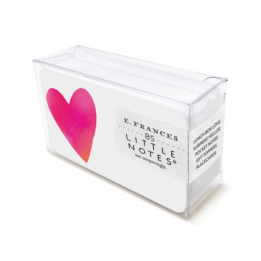 Little white notes with pink heart on the left.