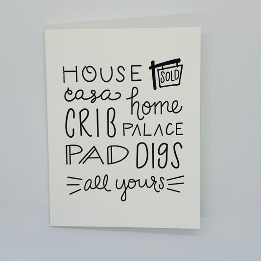 White House warming card that has black font written all over it.