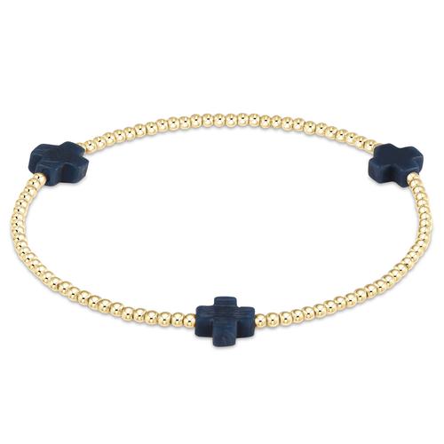 Signature Cross Navy/Gold Bead Bracelet 2mm