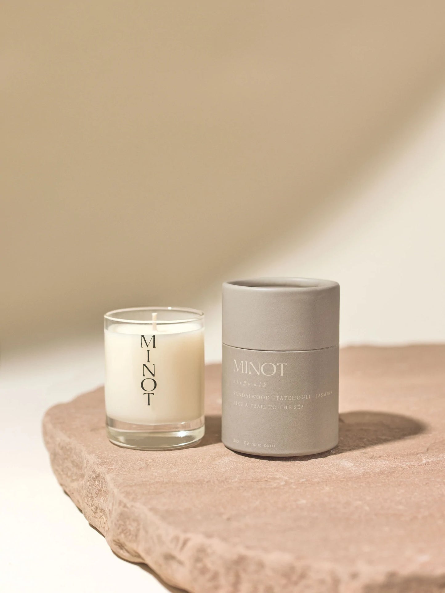 minot candle cliffwalk mini and candle container with neutral background