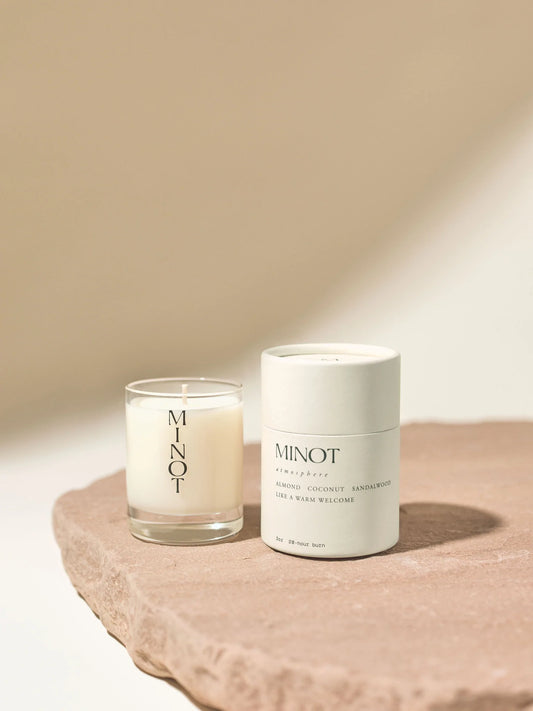 atmoshpere minot mini candle _ candle and candle container with neutral background