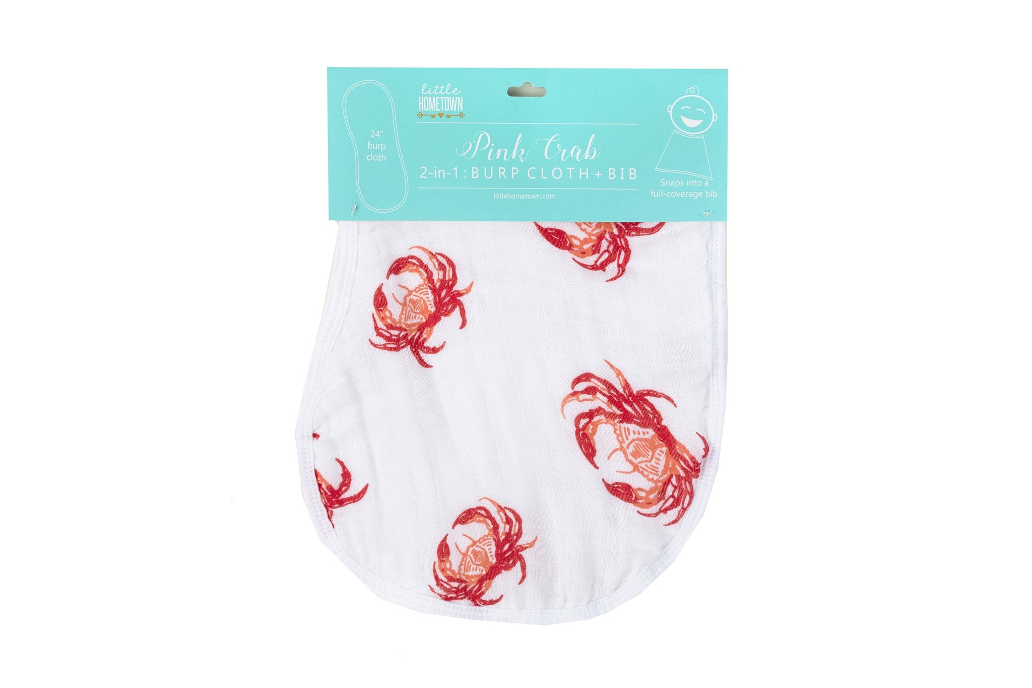 Pink Crab Burp Bib