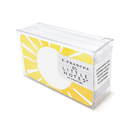 Little notes with a white sun in the middle and a yellow background.