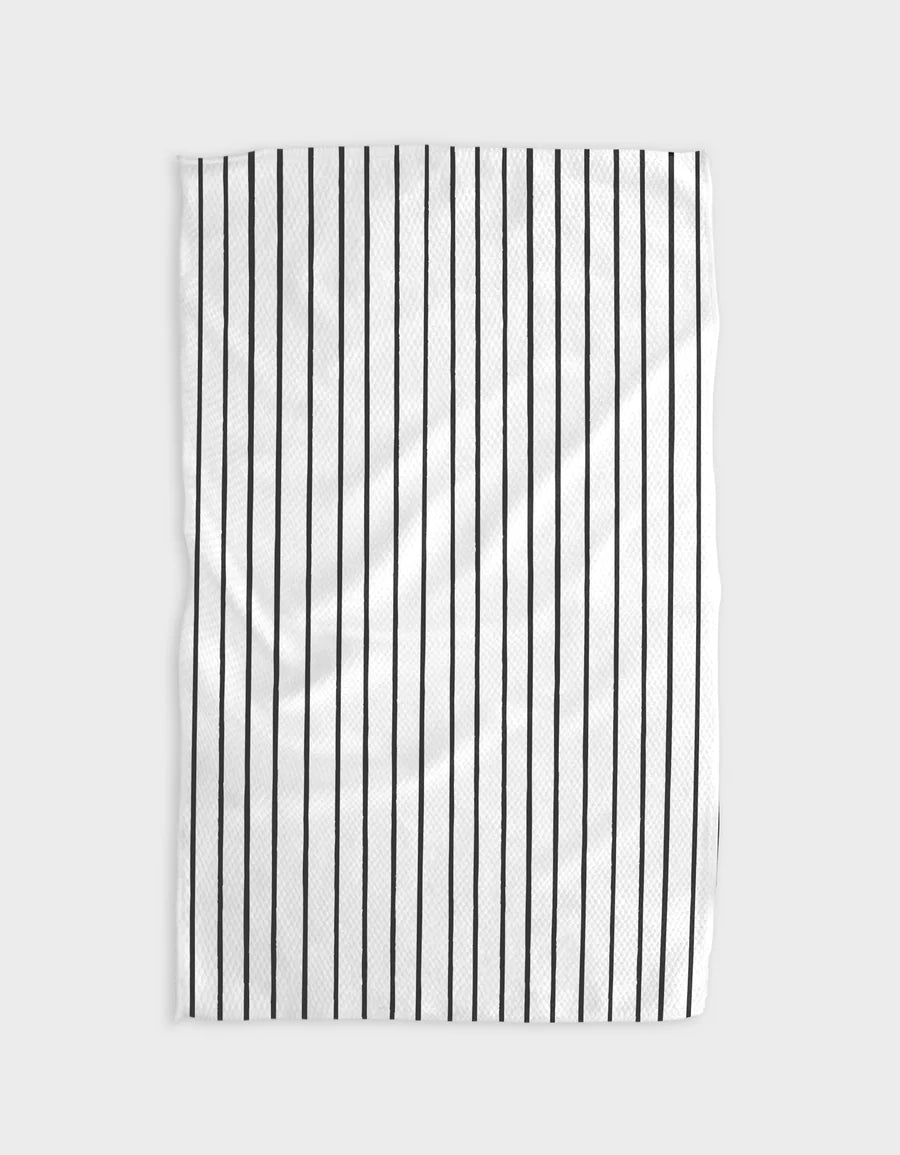 Kitchen towel with blue and white vertical stripes