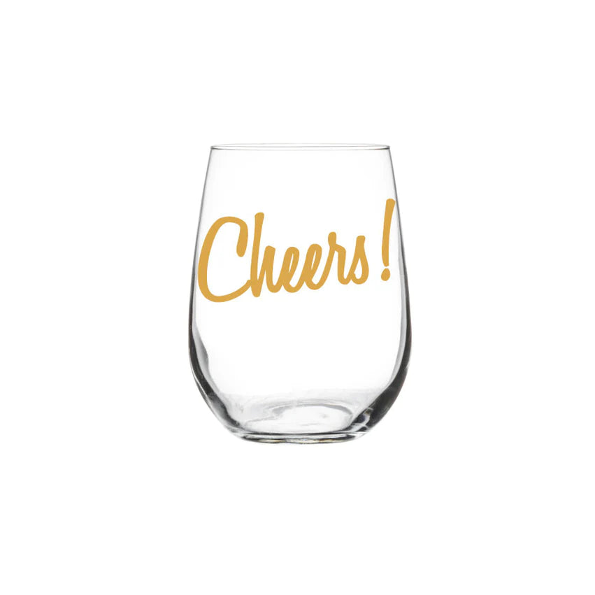 Cheers Gold Wine Glass