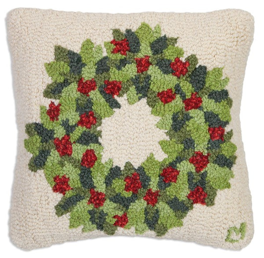 Berries & Leaves Wreath Pillow _ 18x18