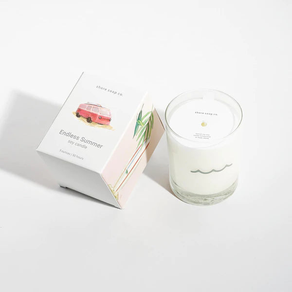 endless summer candle and box lying flat