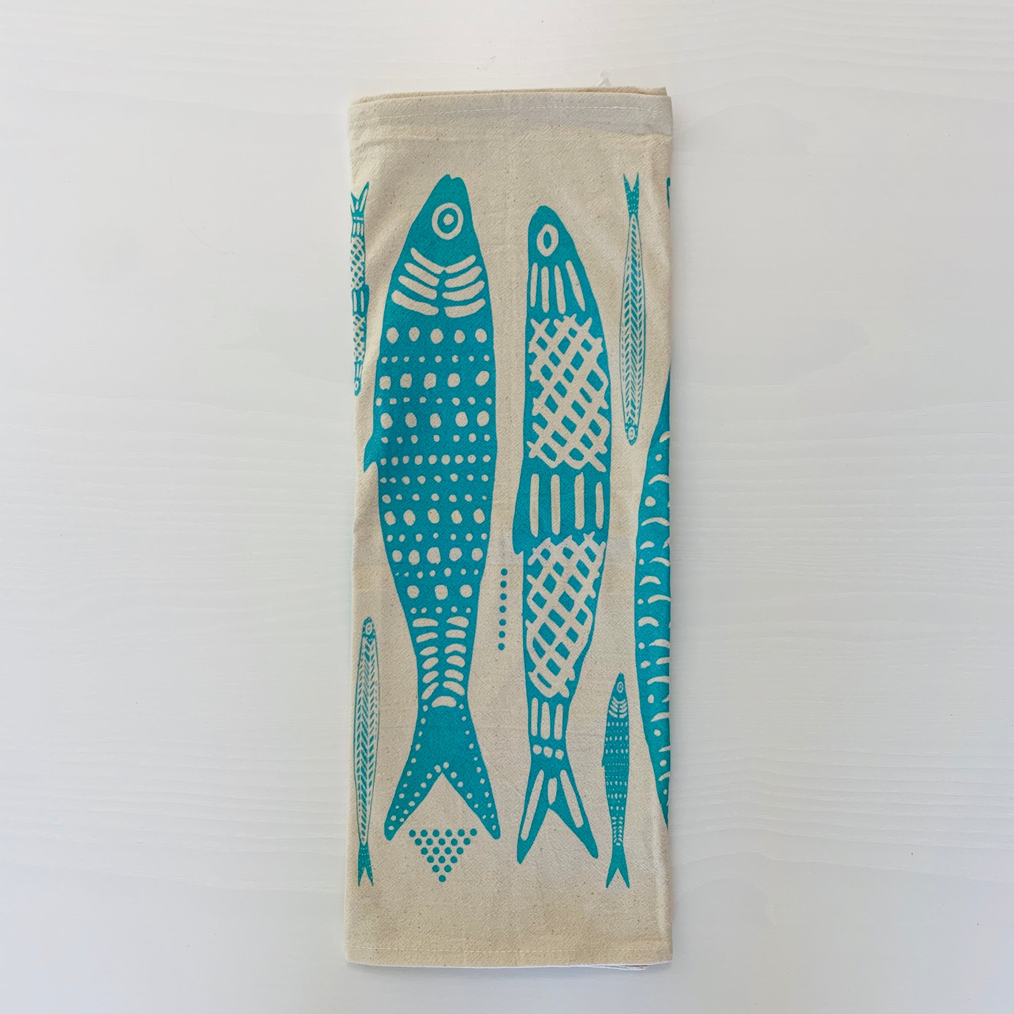 Sardines Tea Towel (Mint Green)
