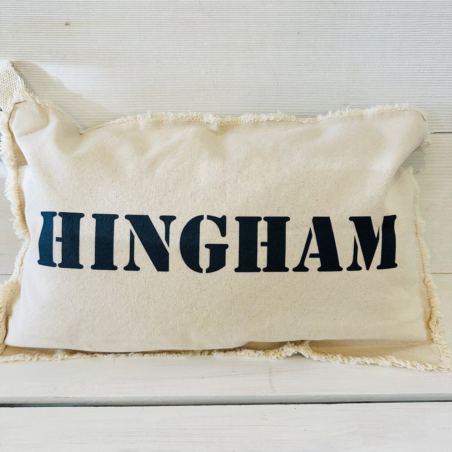 Hingham Natural Pillow _ Navy