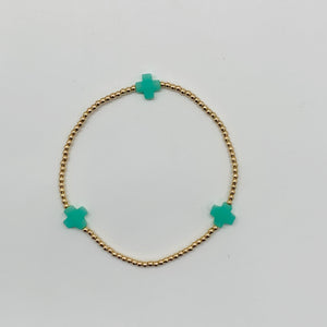 Signature Cross Mint/Gold Bead Bracelet