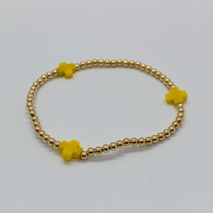 Signature Cross Canary/Gold Bead Bracelet