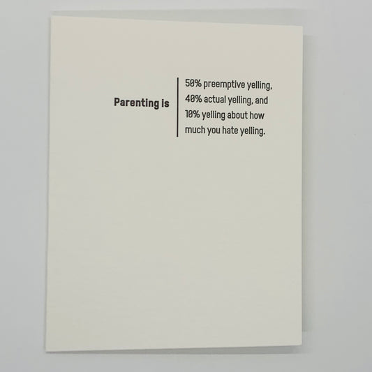 single card.  black text.  parenting  percentage