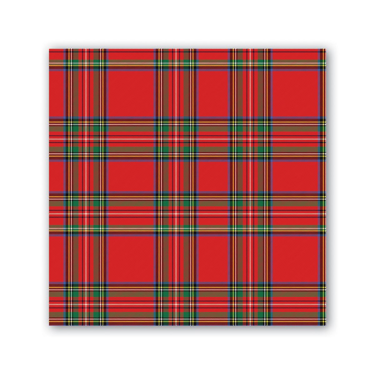 tartan cocktail napkin square with red blue green plaid pattern