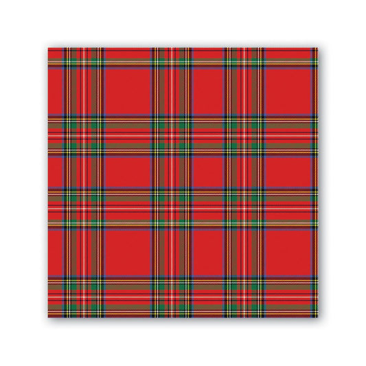 tartan cocktail napkin square with red blue green plaid pattern