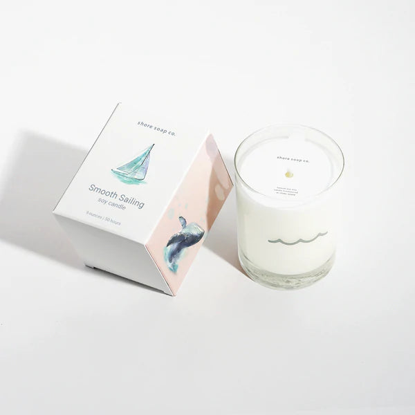 smooth sailing candle and box lying flat